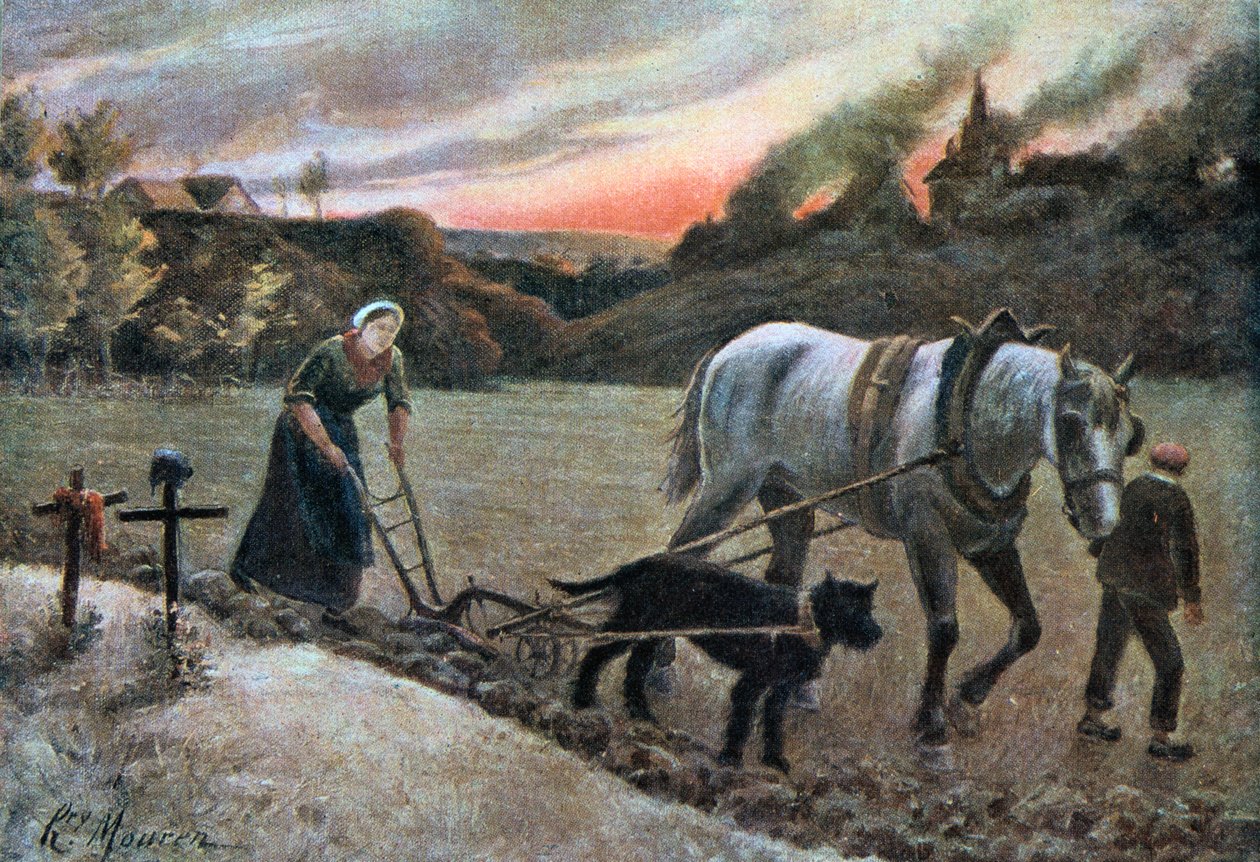 Kvinden på marken, 1915. af H. Mouren