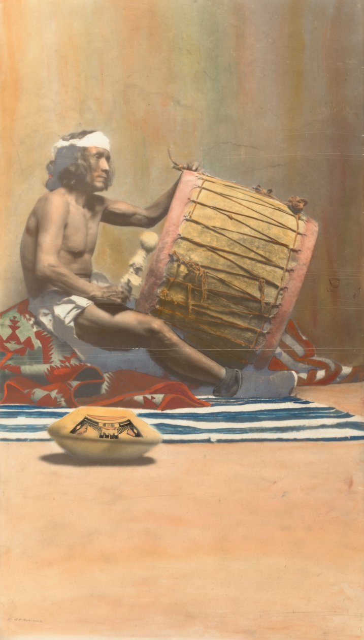 Hopi-musiker spiller tromme, n.d. af H. R. Robinson