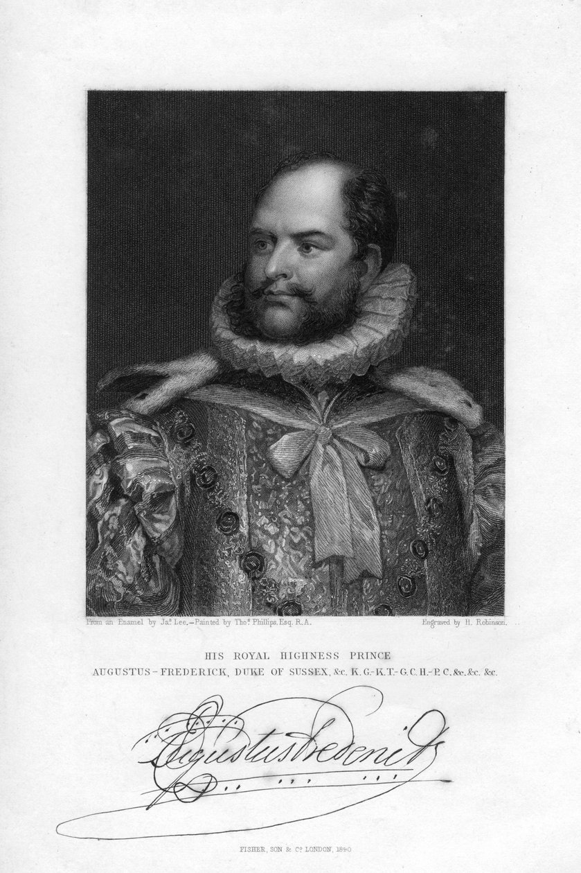 Prins Augustus Frederick, hertug af Sussex, 1840. af H. Robinson