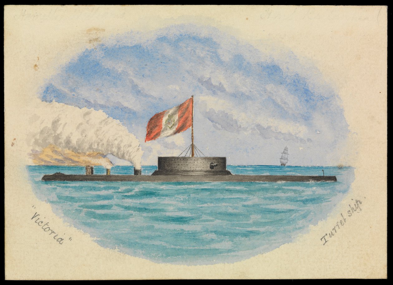 Victoria Turret skib, ca. 1865 (akvarel) af Hamilton Williams