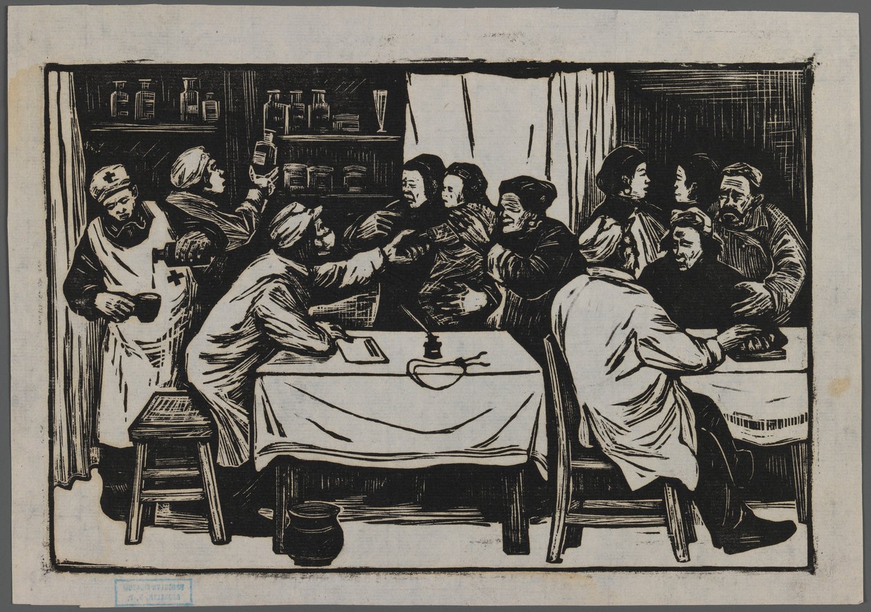 Sundhedsforening, ca. 1945 (træsnit) af Han Nee