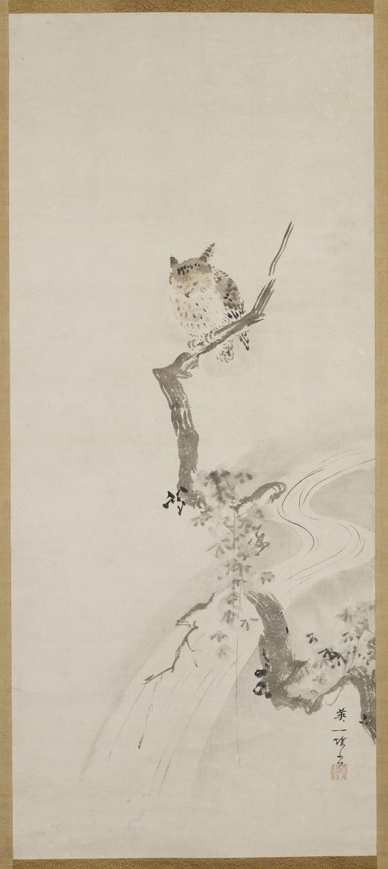 En ugle i et træ, ca. 1710 af Hanabusa Itcho