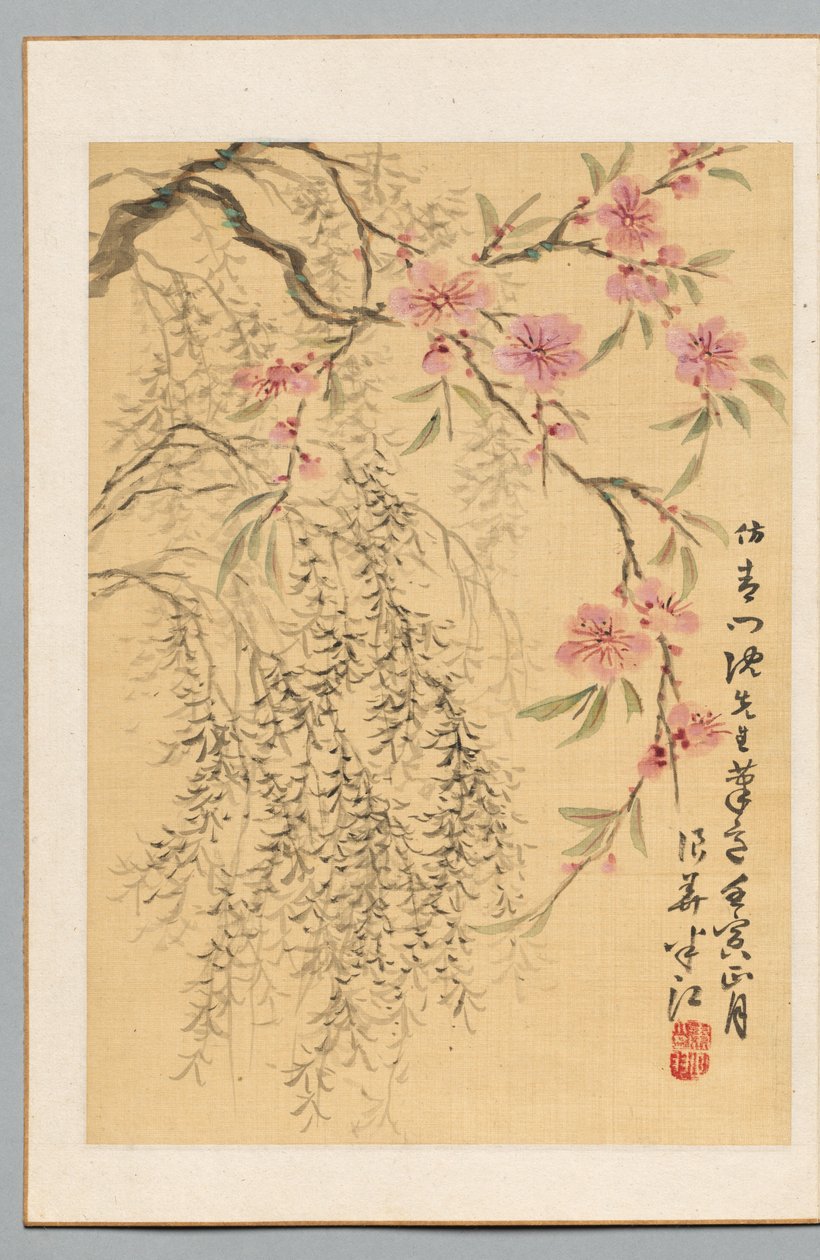 Ferskenblomster og piletræer, 1842. af Hanko Okada