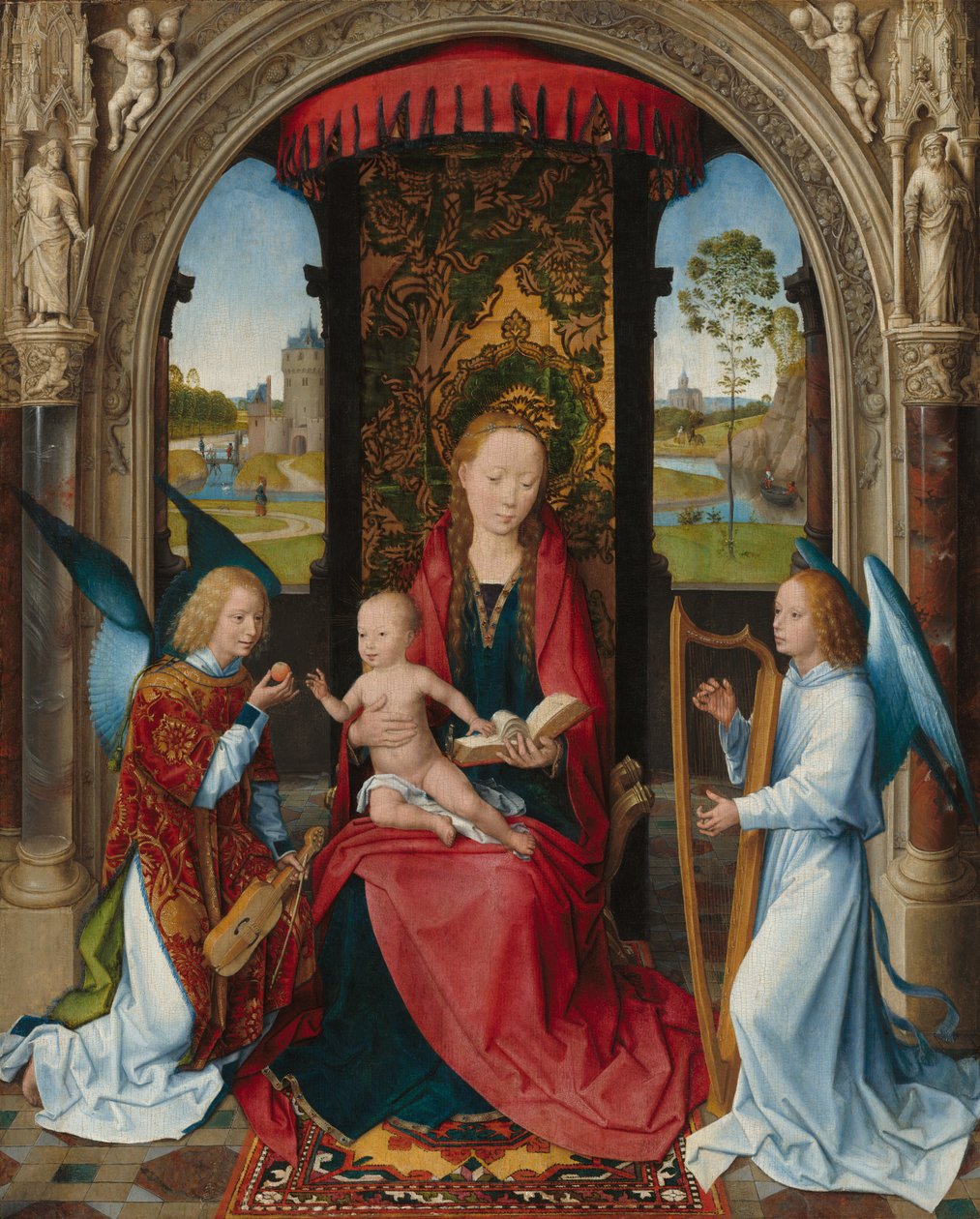 Vor Frue troner med Barn og to engle af Hans Memling