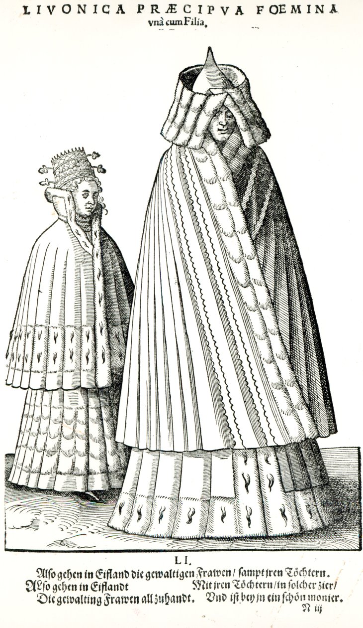 Kostumer af en livlandsk adelskvinde og hendes datter, 1577 af Hans Weigel