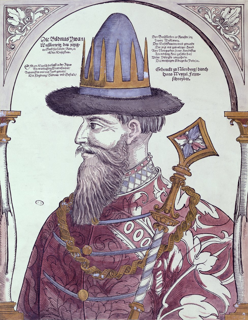 Ivan IV (1530-84) den frygtelige (træsnit i farver) af Hans Weigel