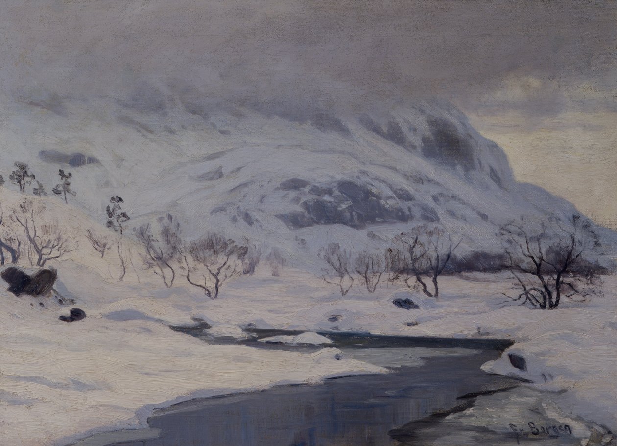 Bjerglandskab, vinter af Hans Fredrik Henriksen Borgen