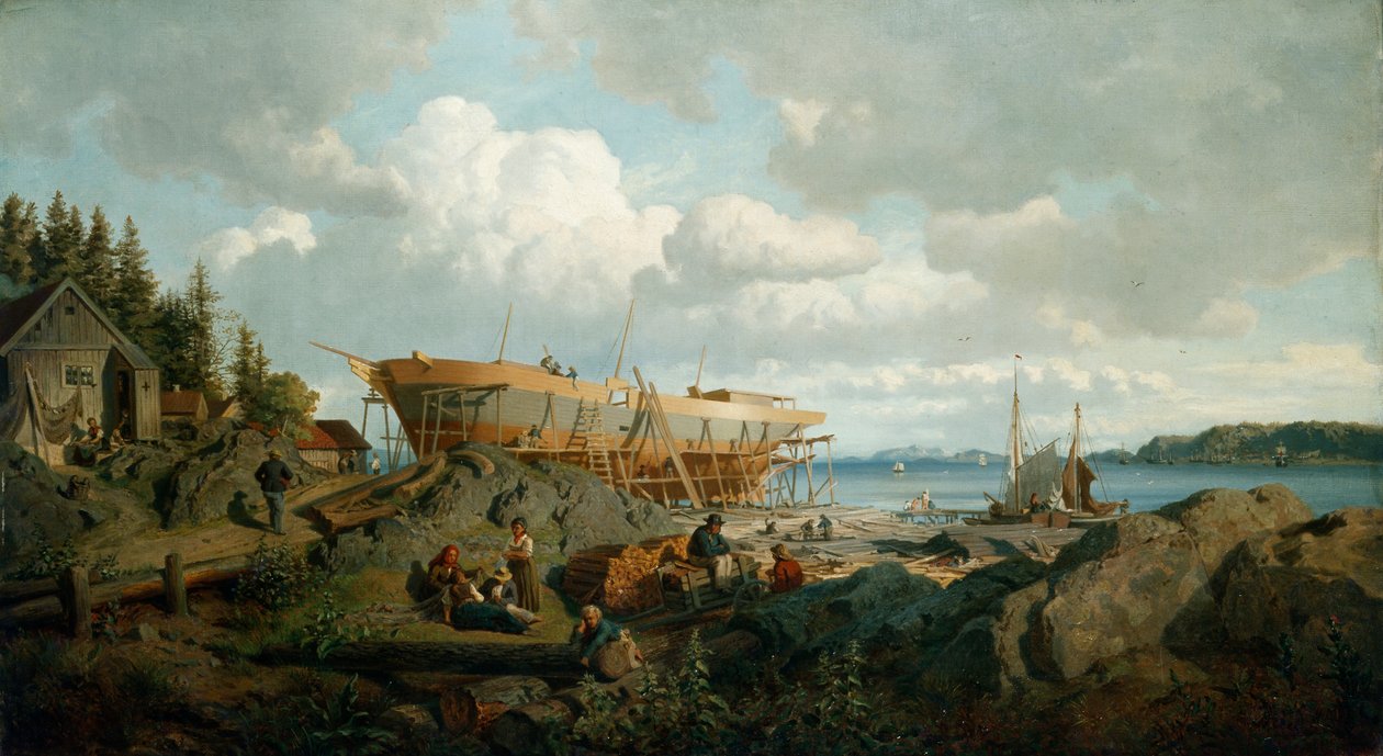 Landskab (olie på lærred) af Hans Gude