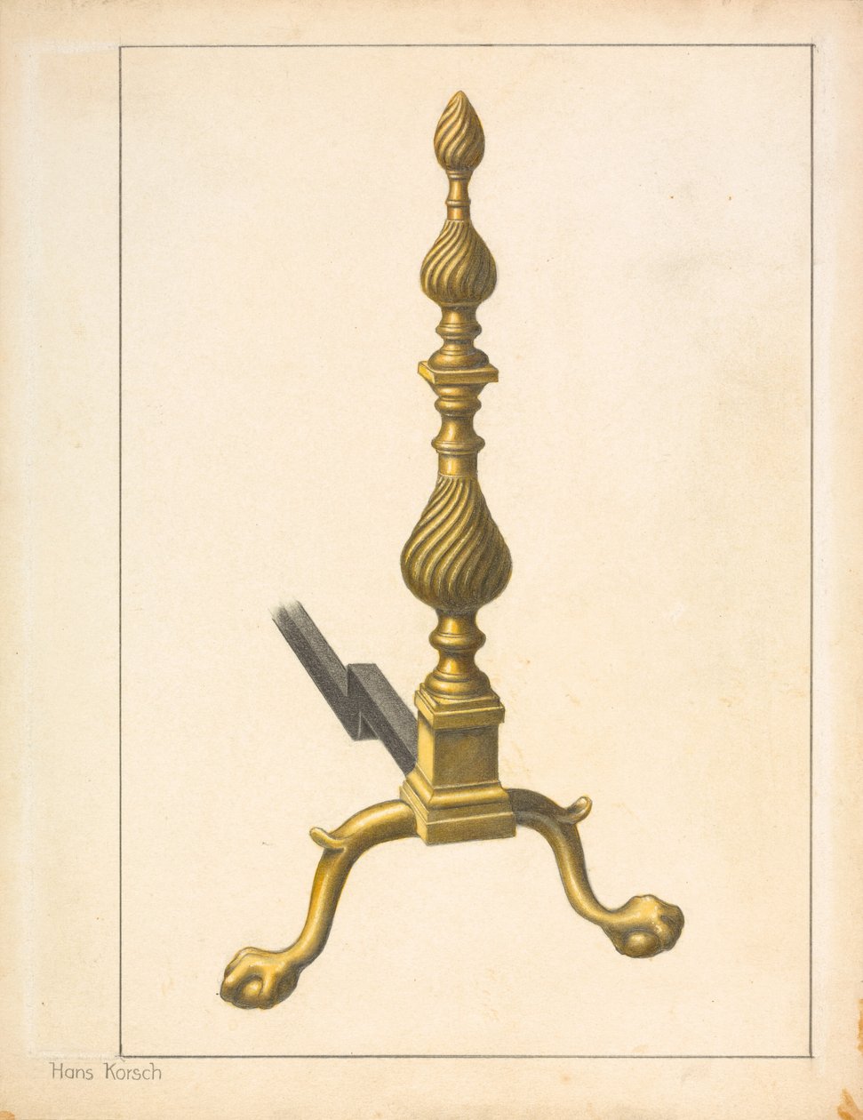 Andiron (en af par) af Hans Korsch