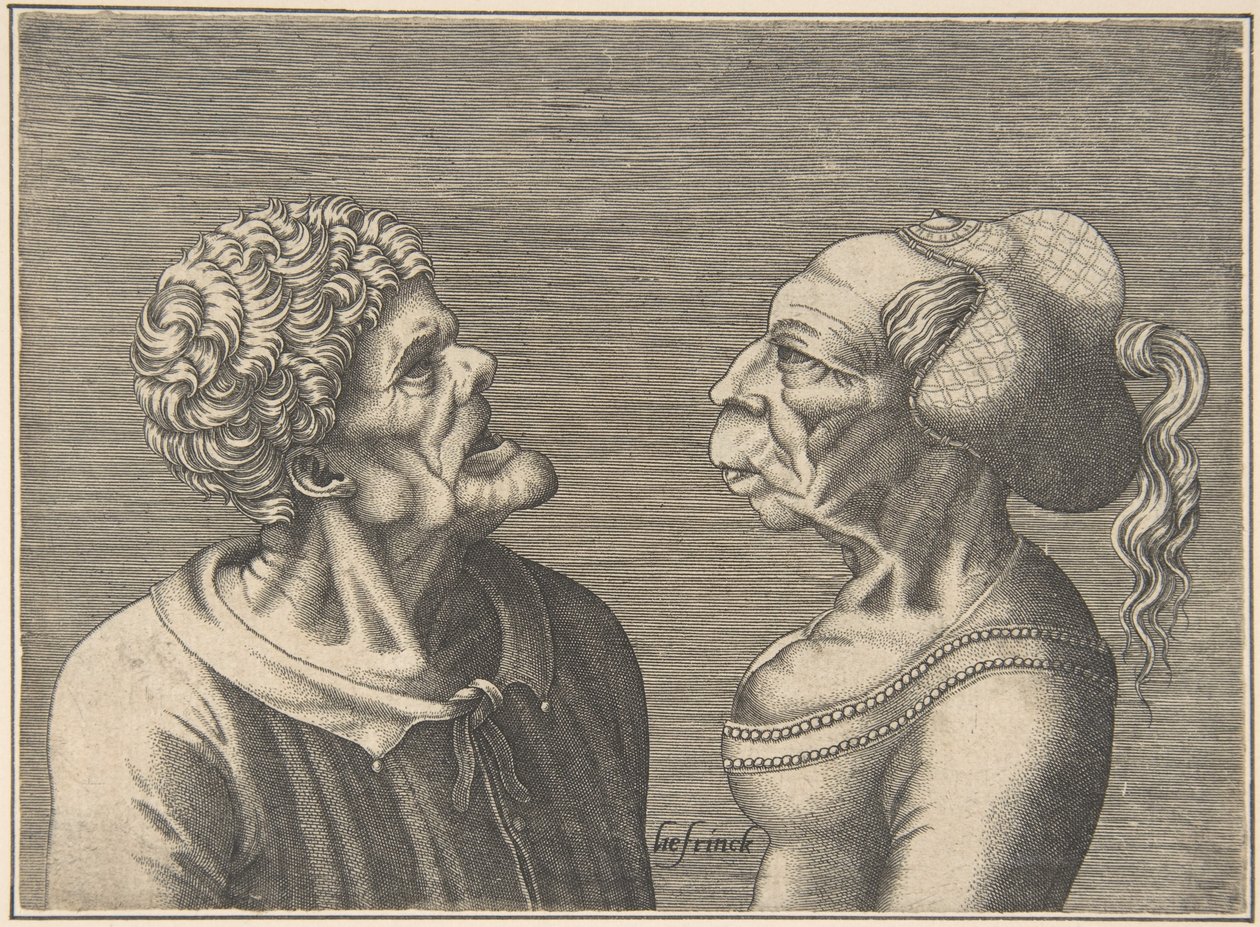 To groteske hoveder, 1538-73. af Hans Liefrinck