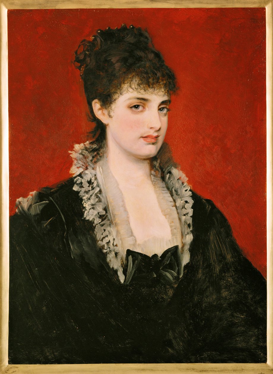 Anna von Waldberg ... (maleri på træ) af Hans Makart