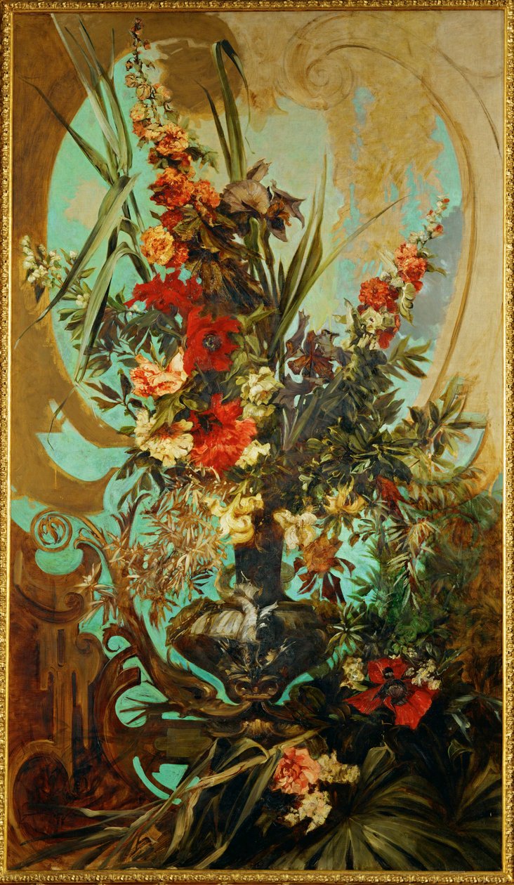 Blumenstueck - Blomsterstilleben ... (maleri på lærred) af Hans Makart