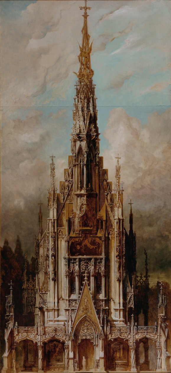 Gotisk gravkirke St. Michael, tårnfacade af Hans Makart