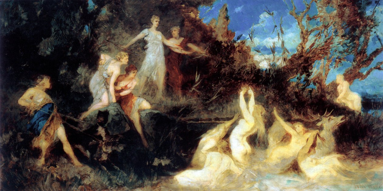 Jagten på Diana, studie, 1879. af Hans Makart