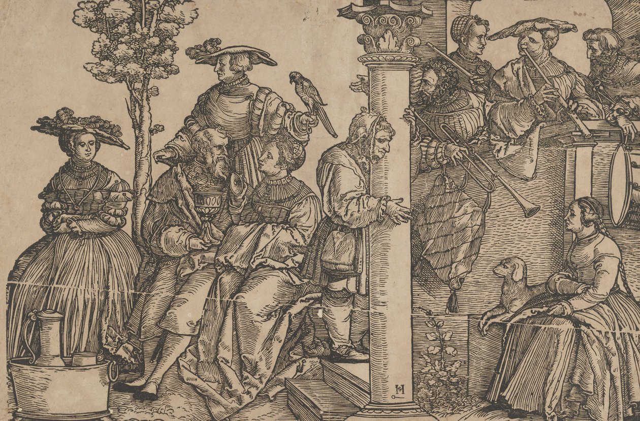 Musikere og tilskuere. af Hans Schäufelein the Elder