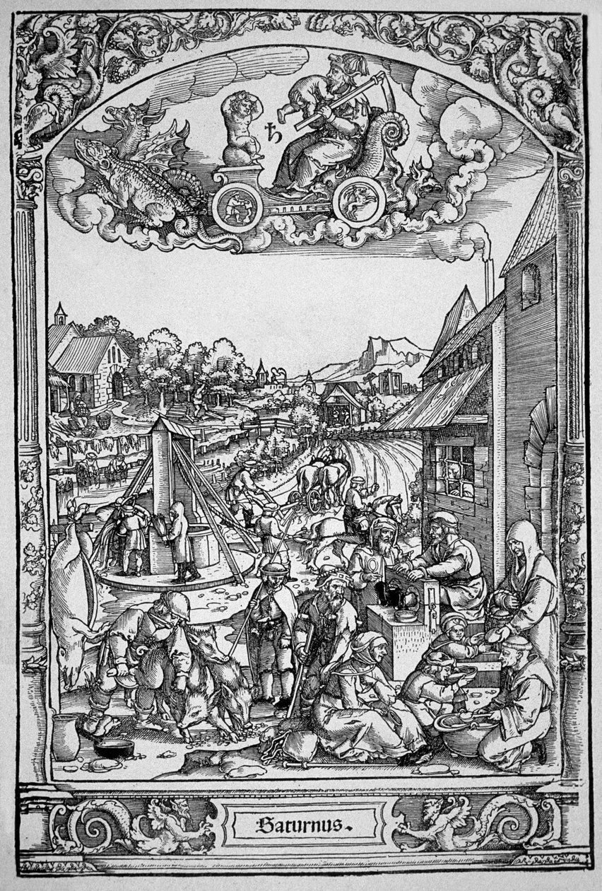 Saturn (trægravering) af Hans Sebald (School of) Beham