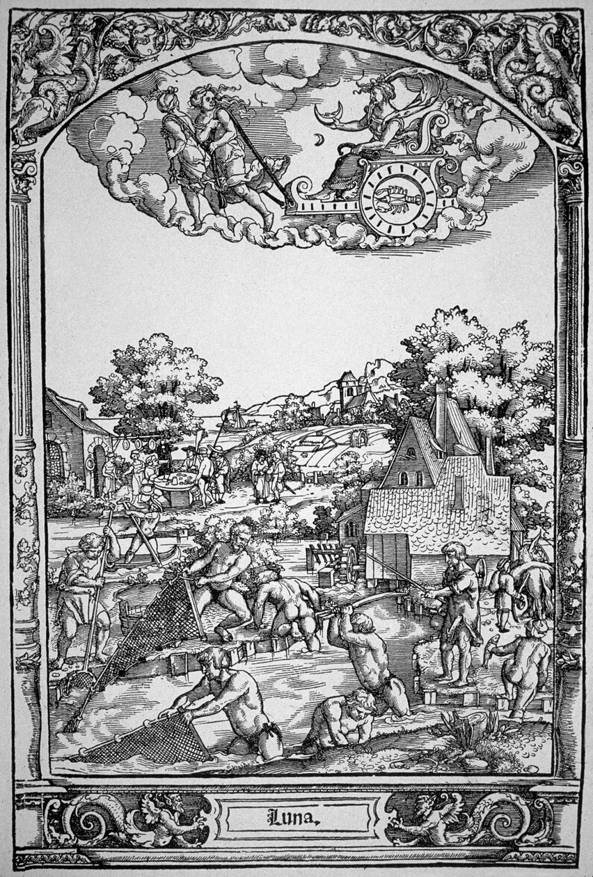 Månen (trægravering) af Hans Sebald (School of) Beham