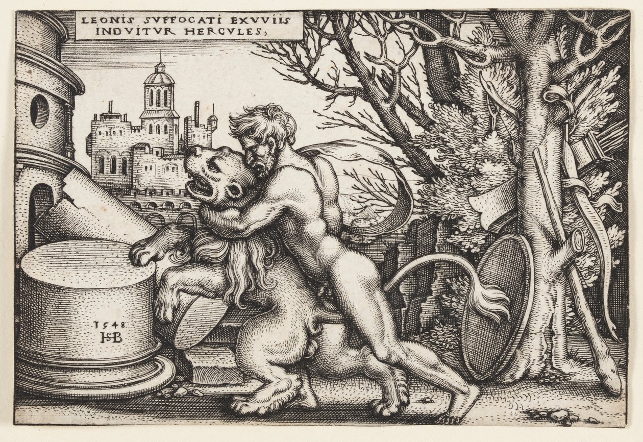 Hercules og Nemean Lion af Hans Sebald Beham