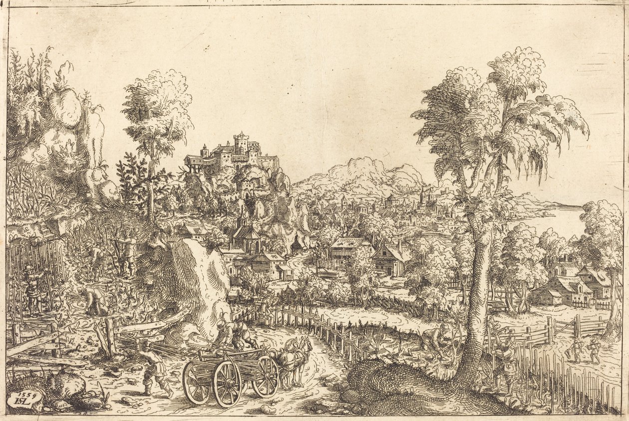 Landskab med en vingård, 1559. af Hans Sebald Lautensack