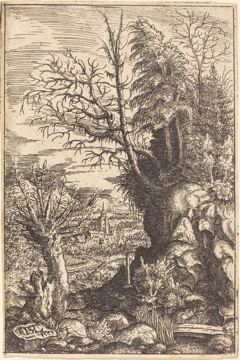 Landskab med pil, 1553. af Hans Sebald Lautensack