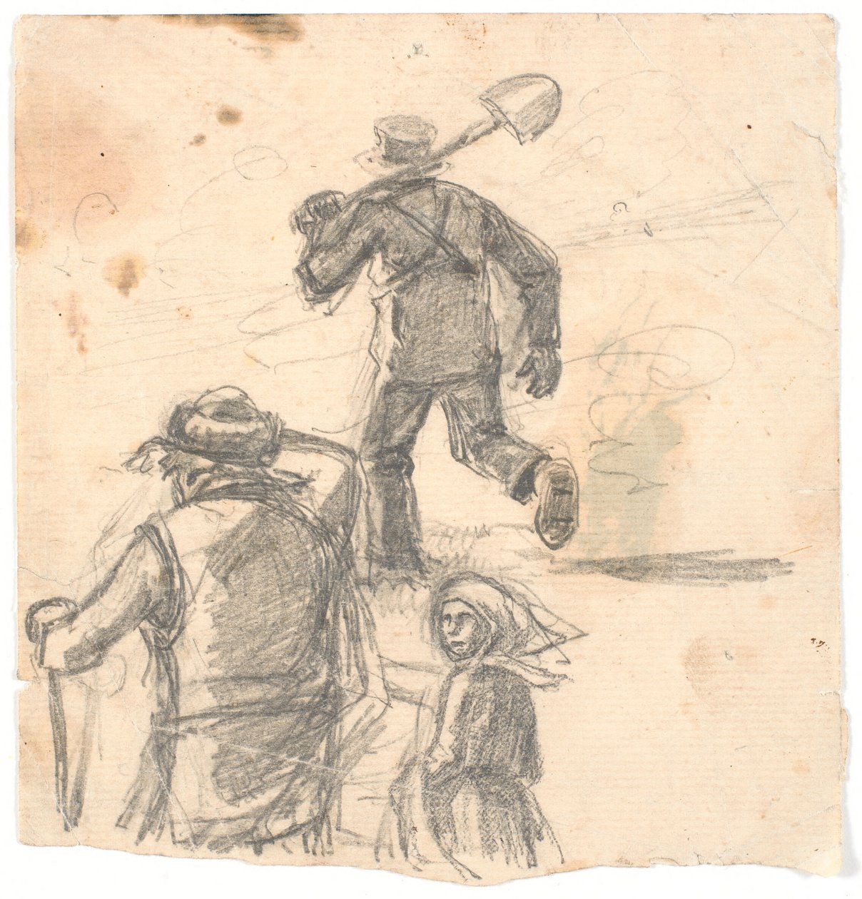 Figurstudier til ildebrand billede af Hans Smidth