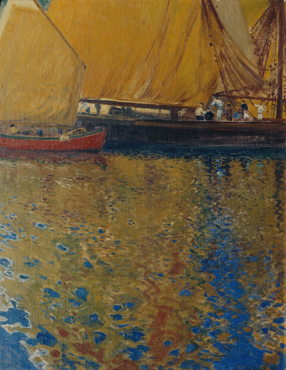 Morgenstemning i havnen i Lussin af Hans Wilt