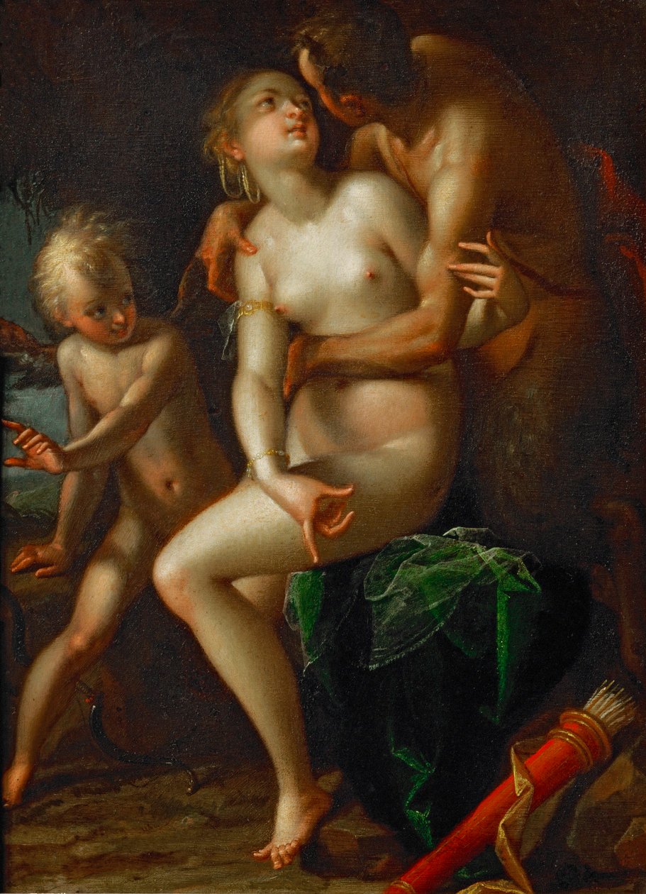 Jupiter, Antiope og Amor ... af Hans von Aachen