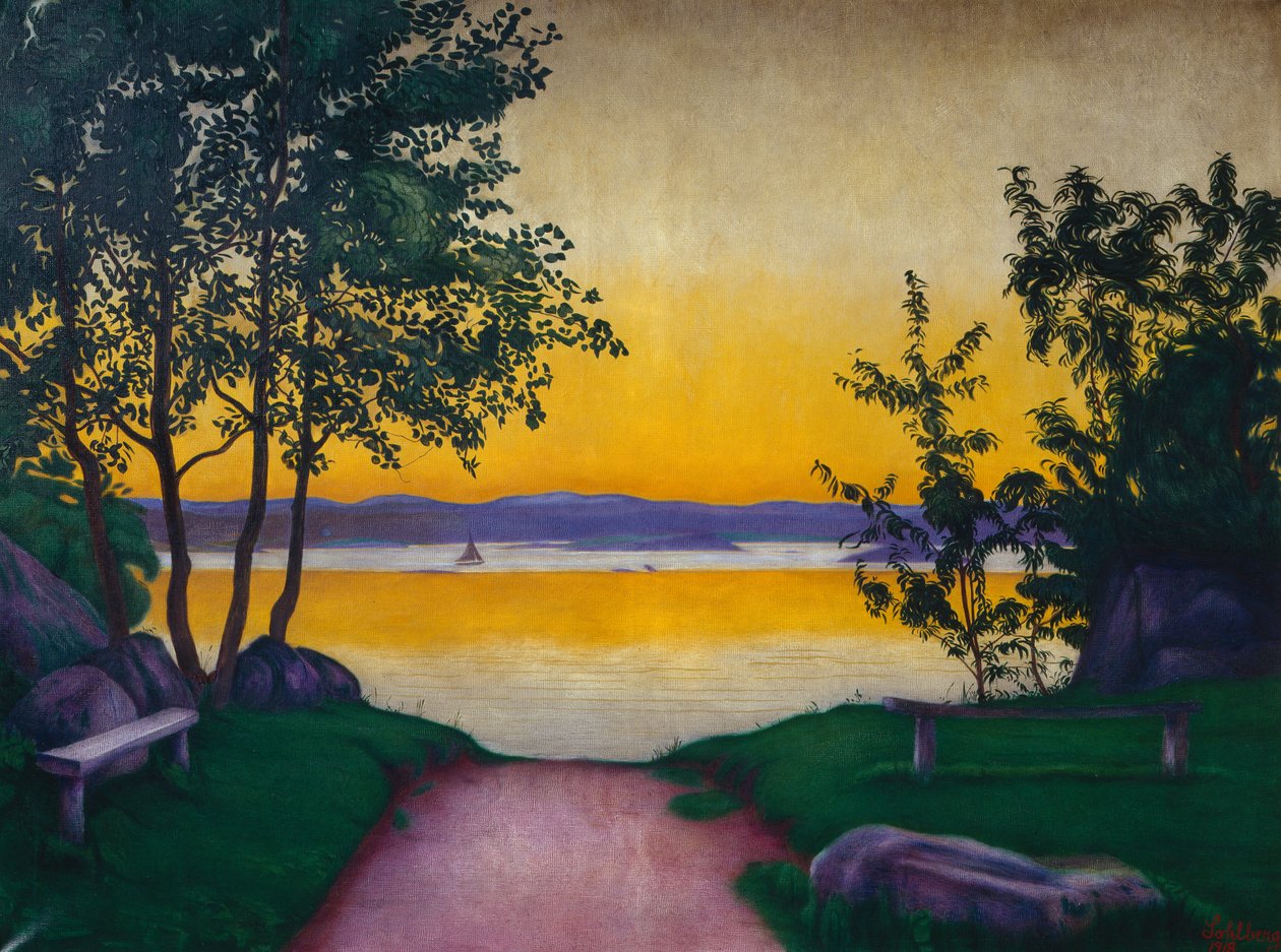 Aftenstemning, Viksfjorden af Harald Oscar Sohlberg