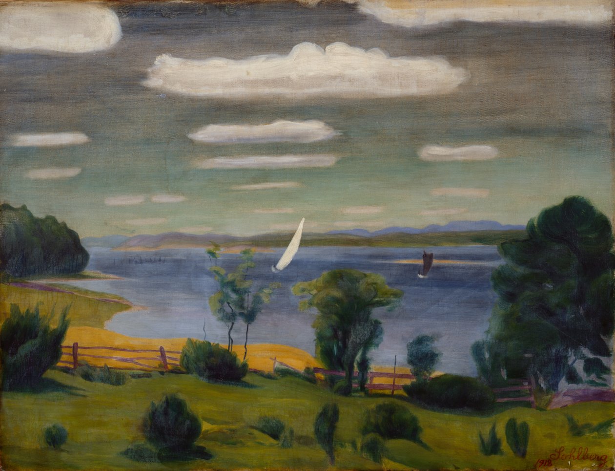Sommerdag ved Viksfjorden, Larvik af Harald Oscar Sohlberg