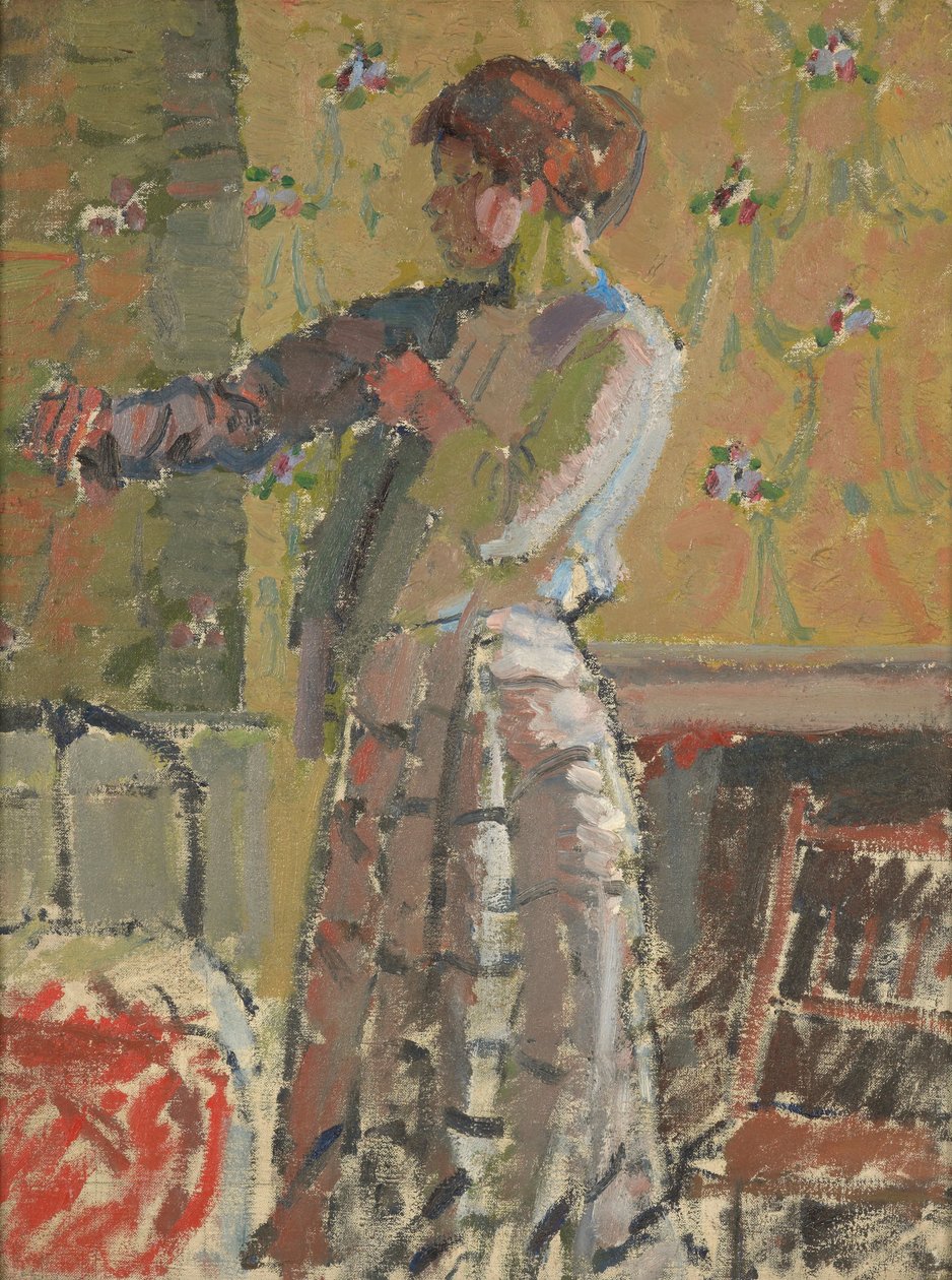Pige klæder sig af Harold Gilman