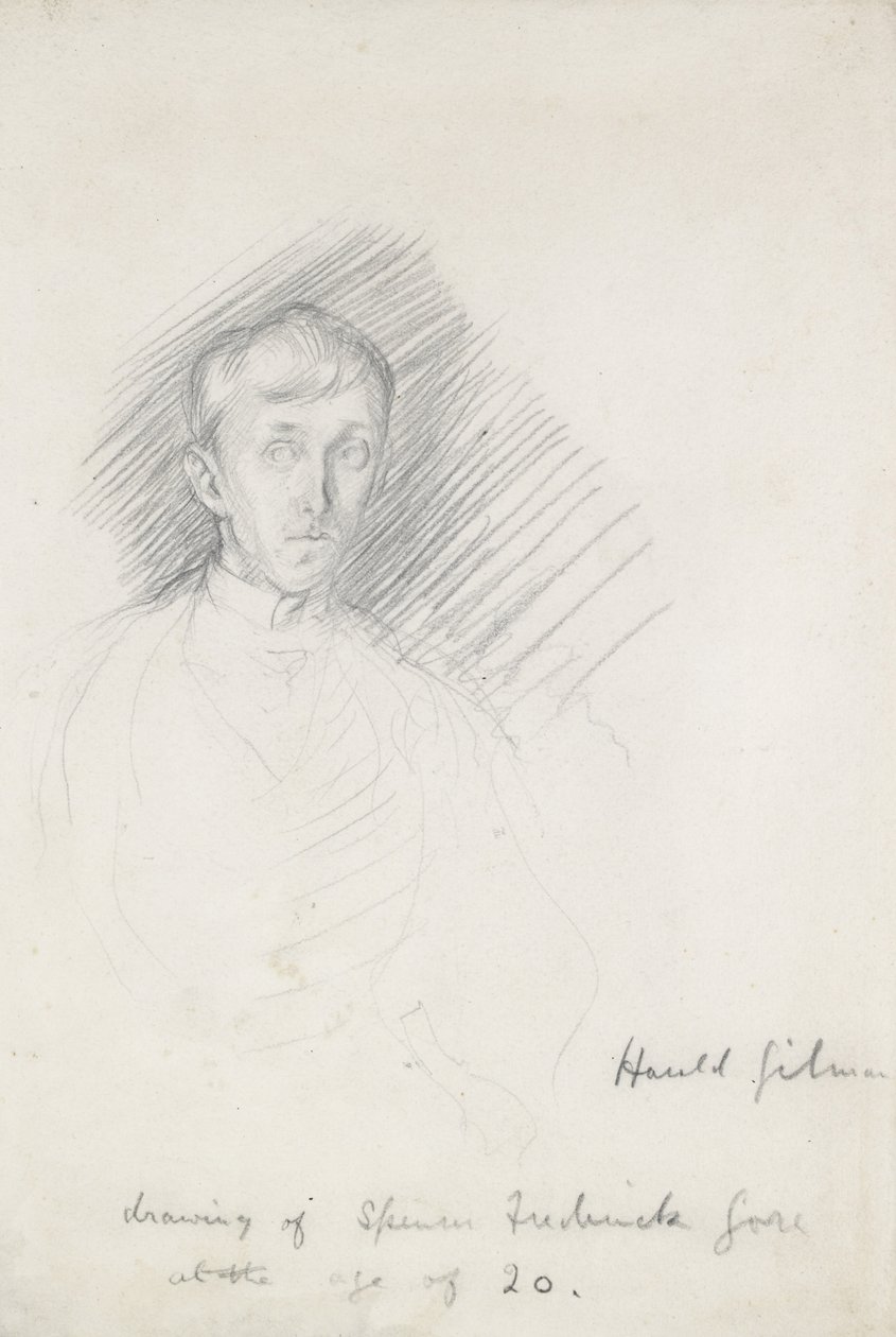Portræt af Frederick Spencer Gore (1878 - 1914) (grafit på papir) af Harold Gilman