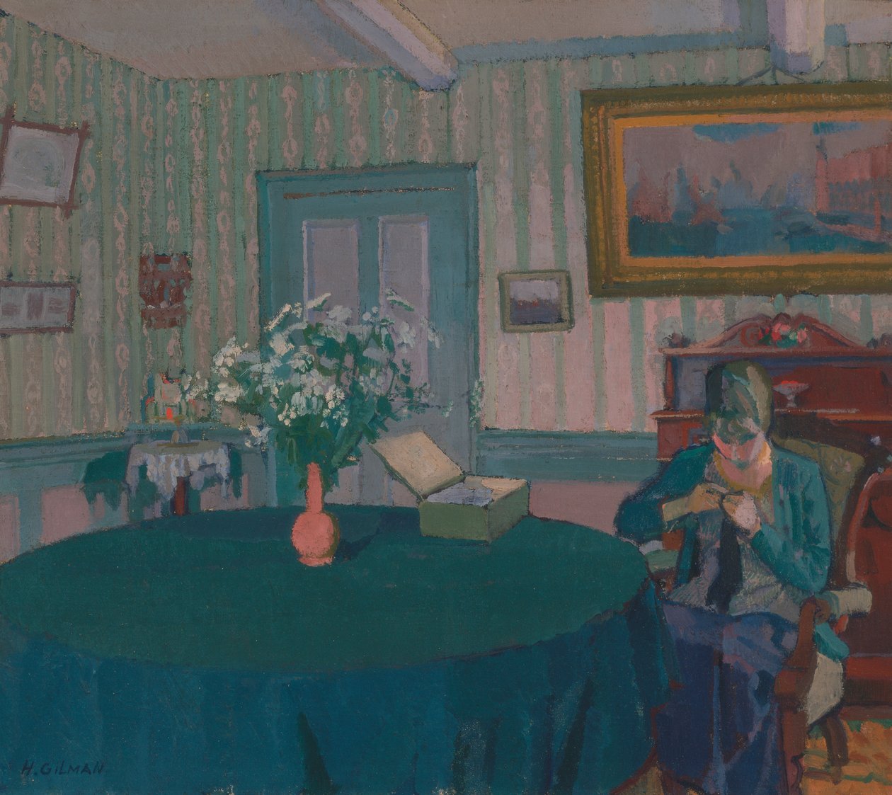 Sylvia Darning af Harold Gilman