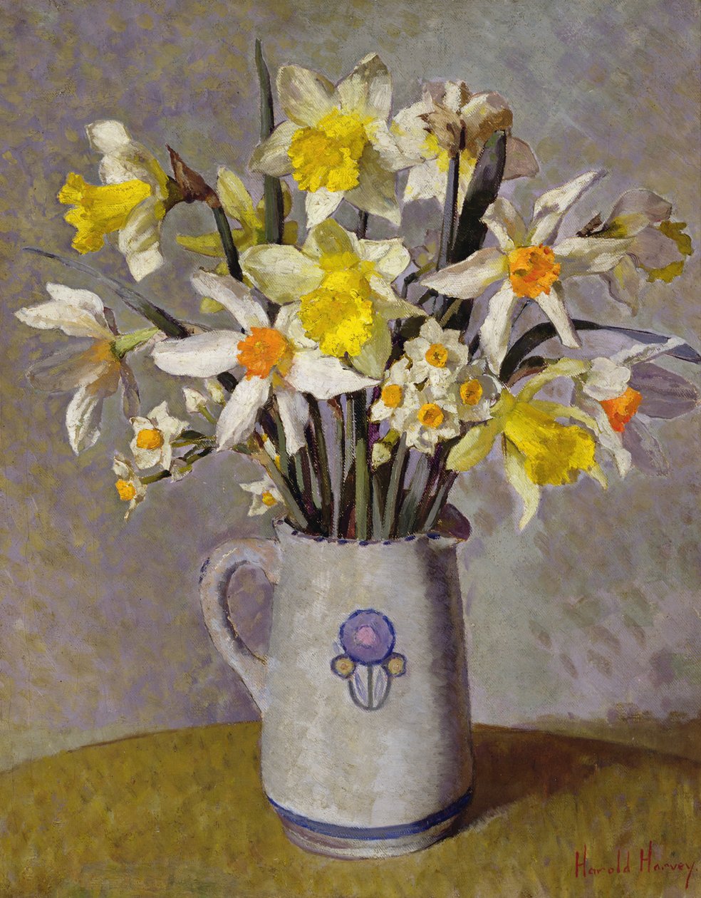 Påskeliljer (olie på lærred) af Harold Harvey
