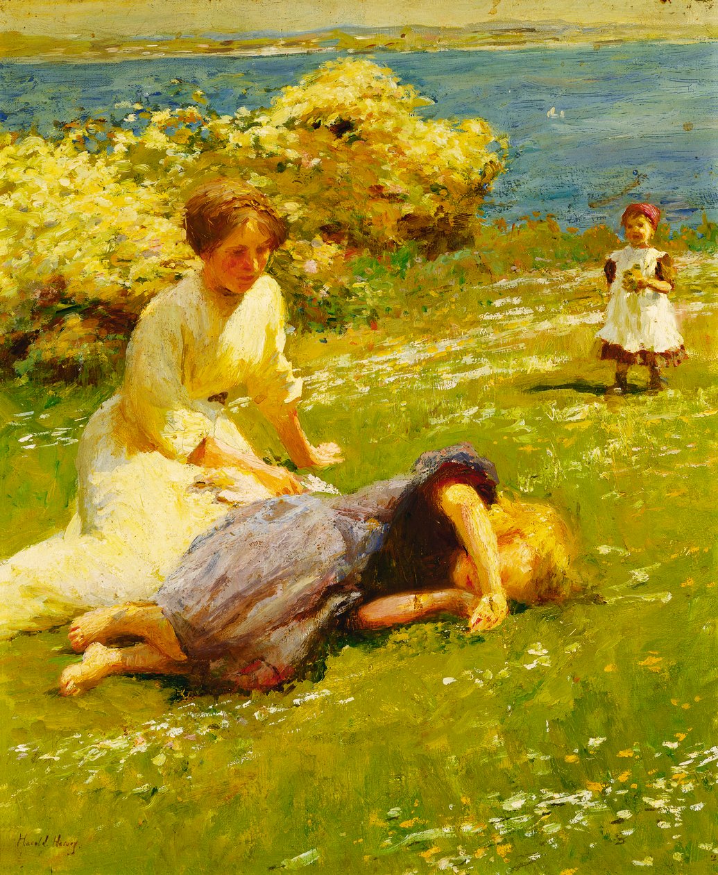 Unge piger på en klippetop af Harold Harvey