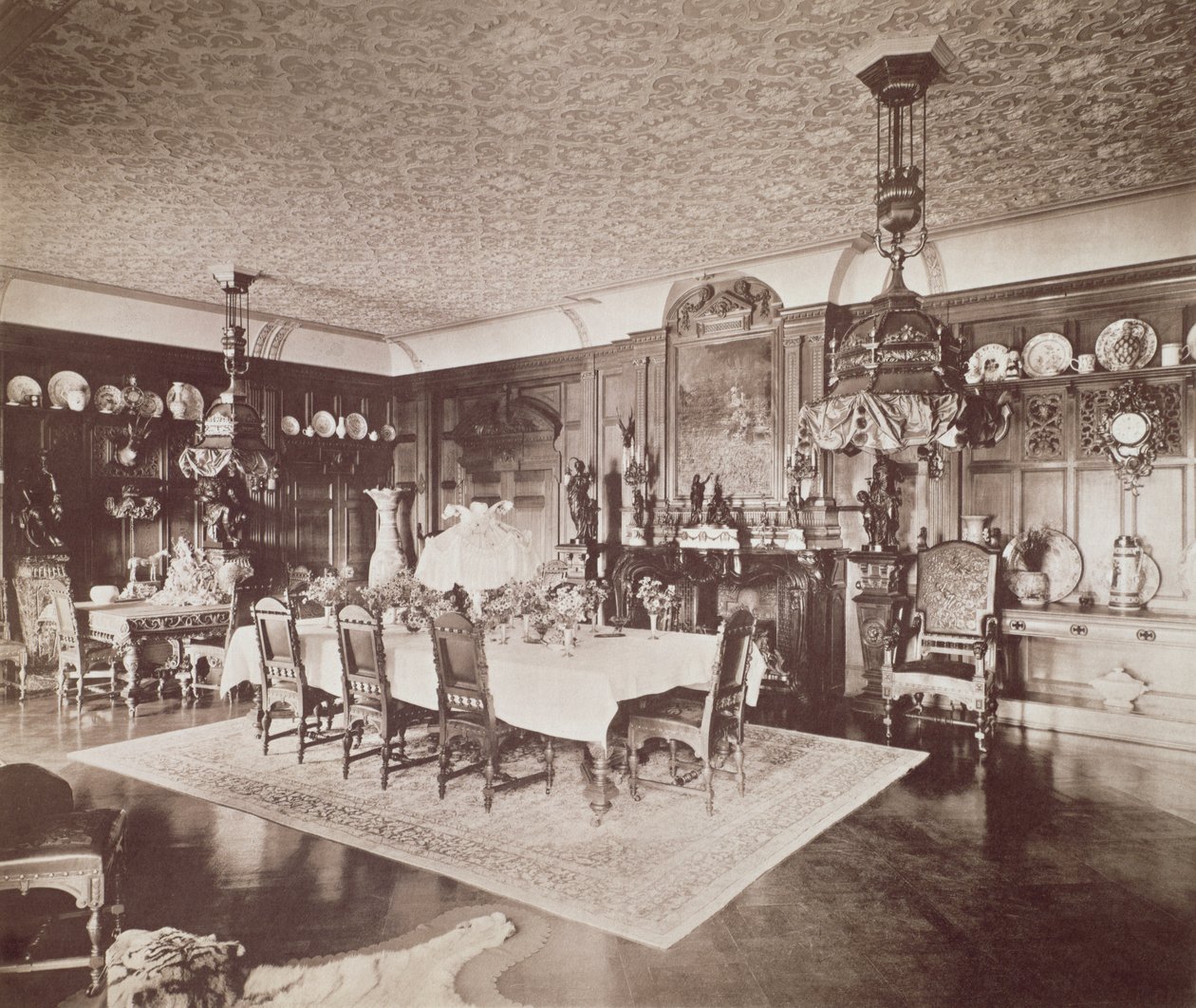 The Dining Room, Wickham Hall, Kent, 1897 af Harold Palmer