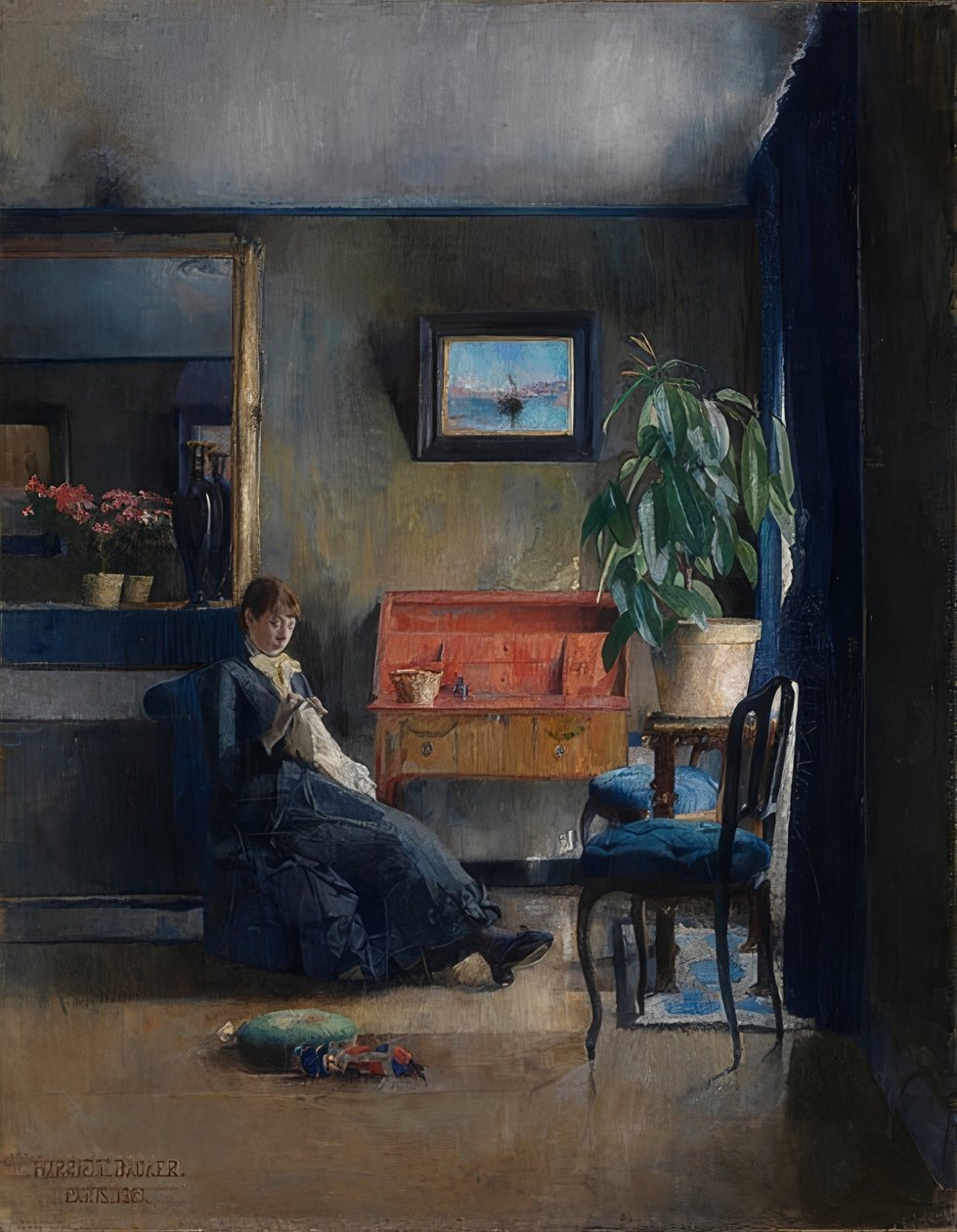 Blåt interiør. 1883 af Harriet Backer