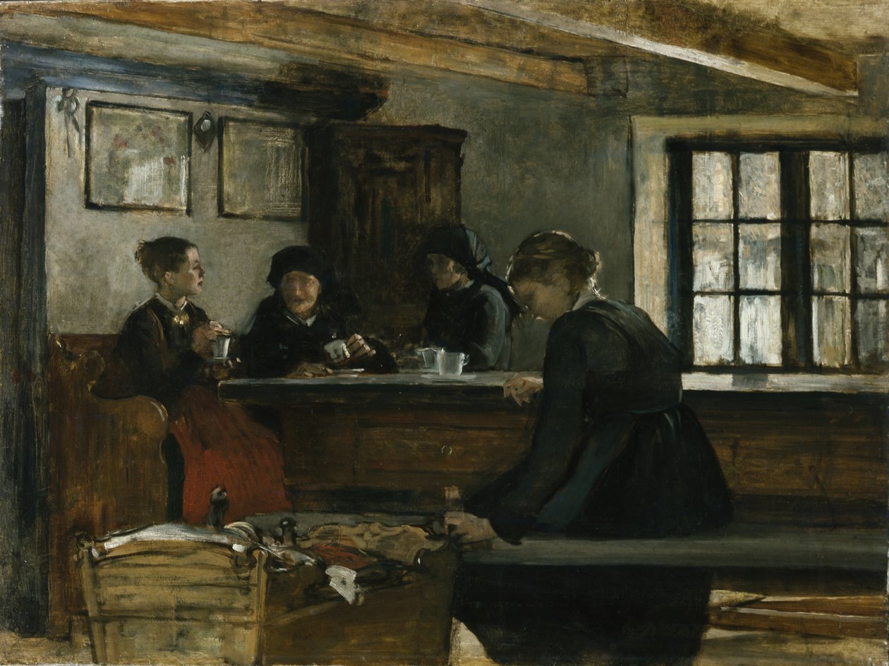 Farmers kitchen (olie på lærred) af Harriet Backer