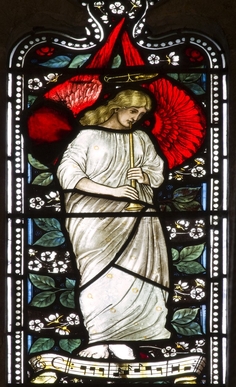Musical Angel, 1876 (farvet glas) af Harry Ellis Wooldridge
