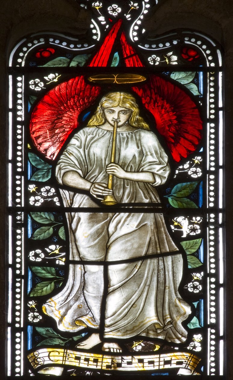 Musical Angel, 1876 (farvet glas) af Harry Ellis Wooldridge