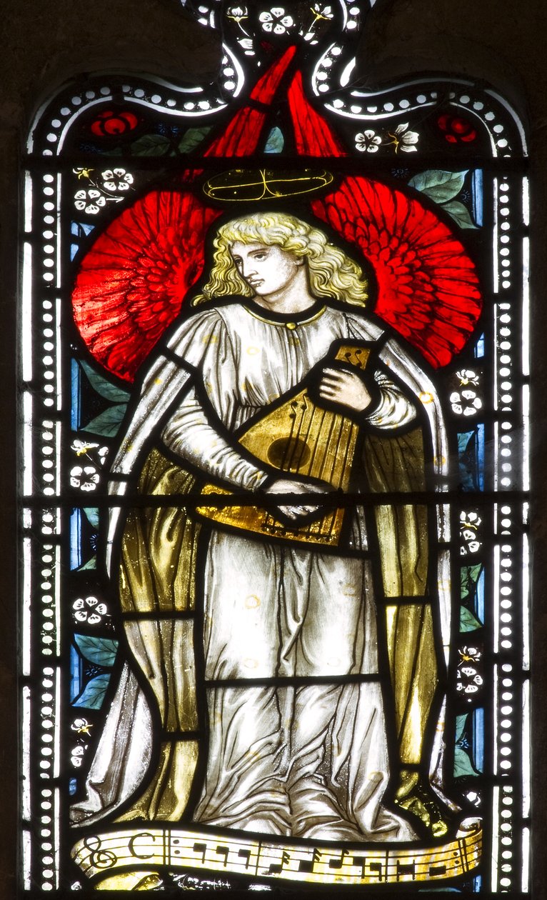 Musical Angel, 1876 (farvet glas) af Harry Ellis Wooldridge