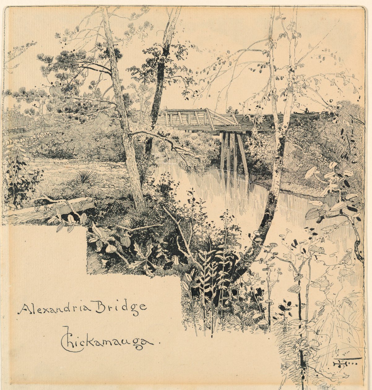 Alexandria Bridge, Chickamauga af Harry Fenn