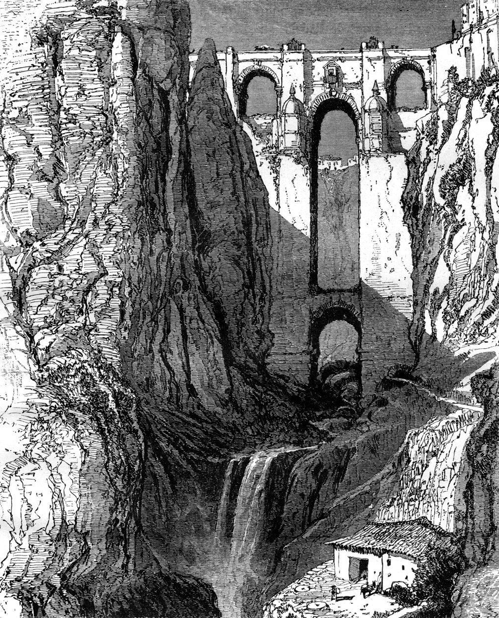 New Bridge, Ronda, Spanien, 1800-tallet. af Harry Fenn