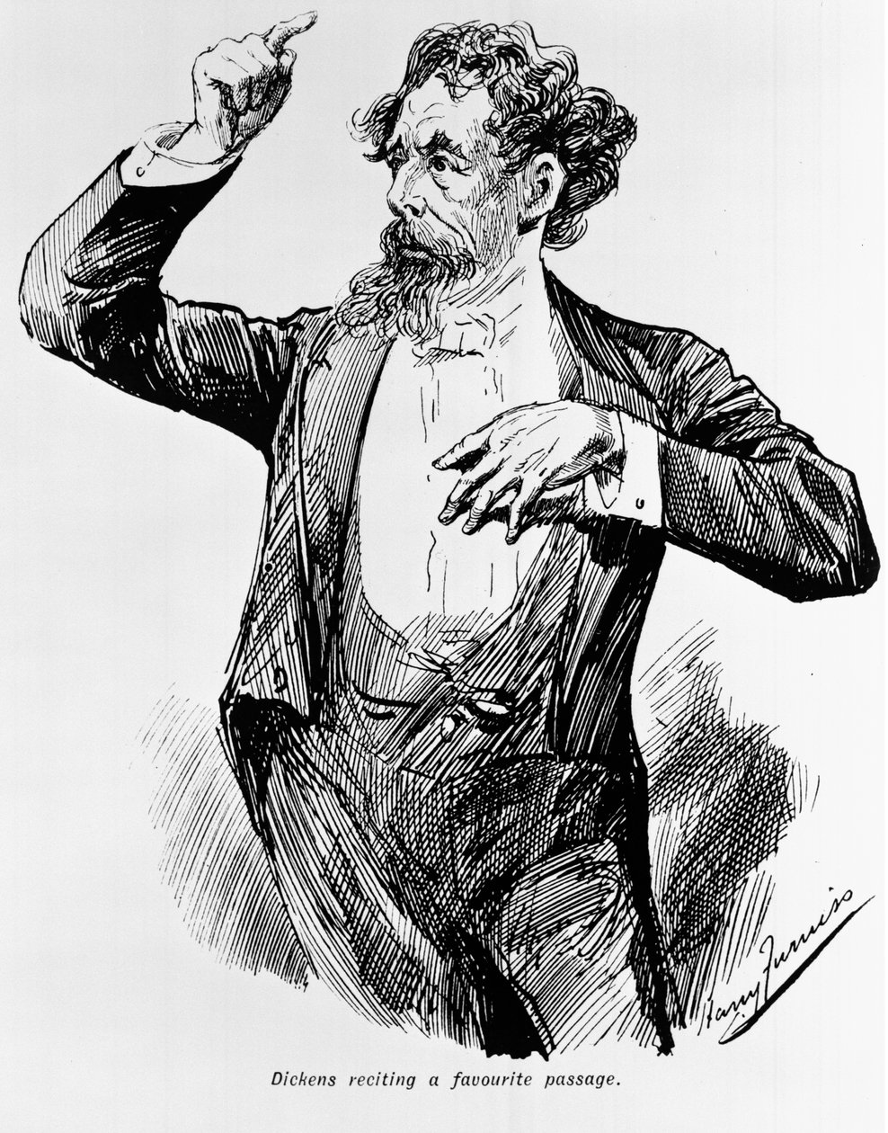 Dickens reciterer sin yndlingspassage, 1900-tallet af Harry Furniss