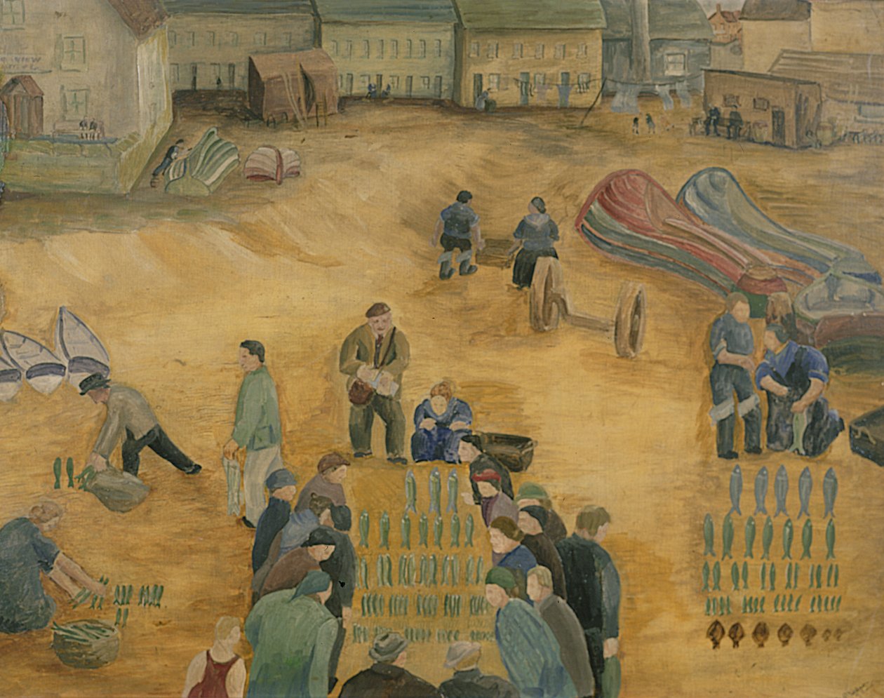 Fiskeudsalg, 1938 af Harry Mitten Wilson