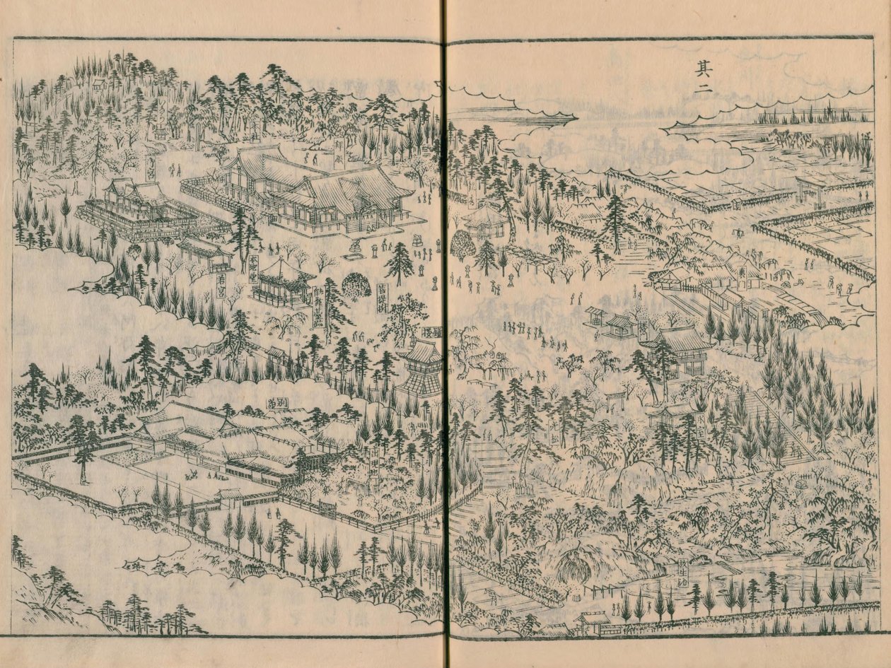 Takata Hachimangū -helligdommen i Edo Meisho Zue bind 4 (bog 11) af Hasegawa Settan