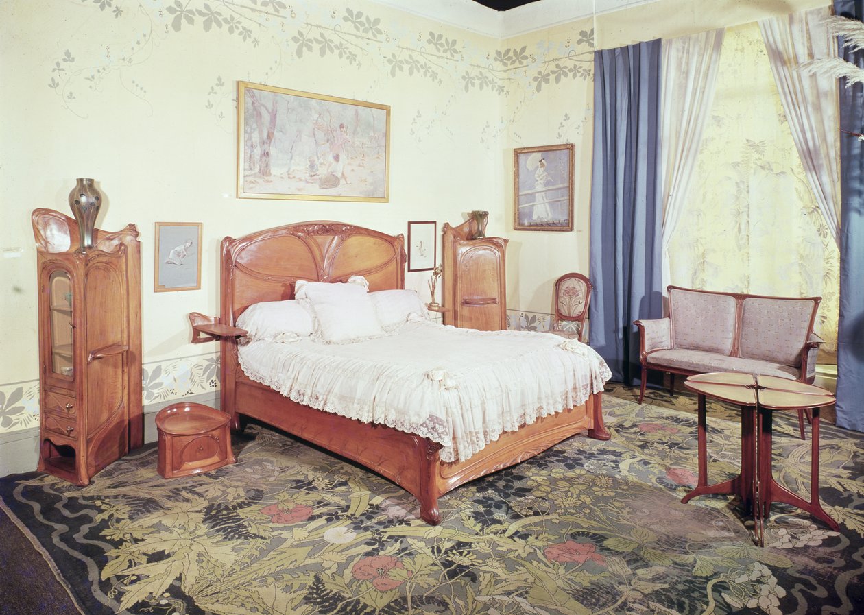 Soveværelse i jugendstil, ca. 1900 af Hector Guimard