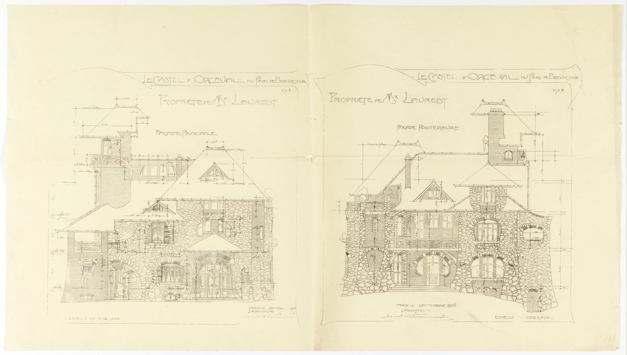 Elevations, Principal and Rear Facades, Castel d