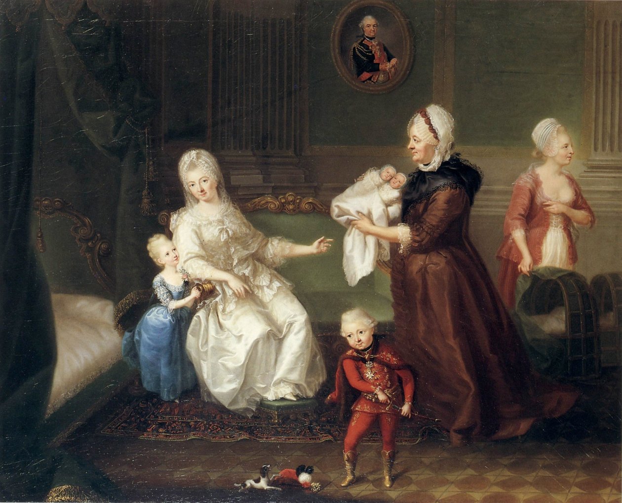 H C Brandt Grevinde Heydeck med sine børn af Heinrich Carl Brandt