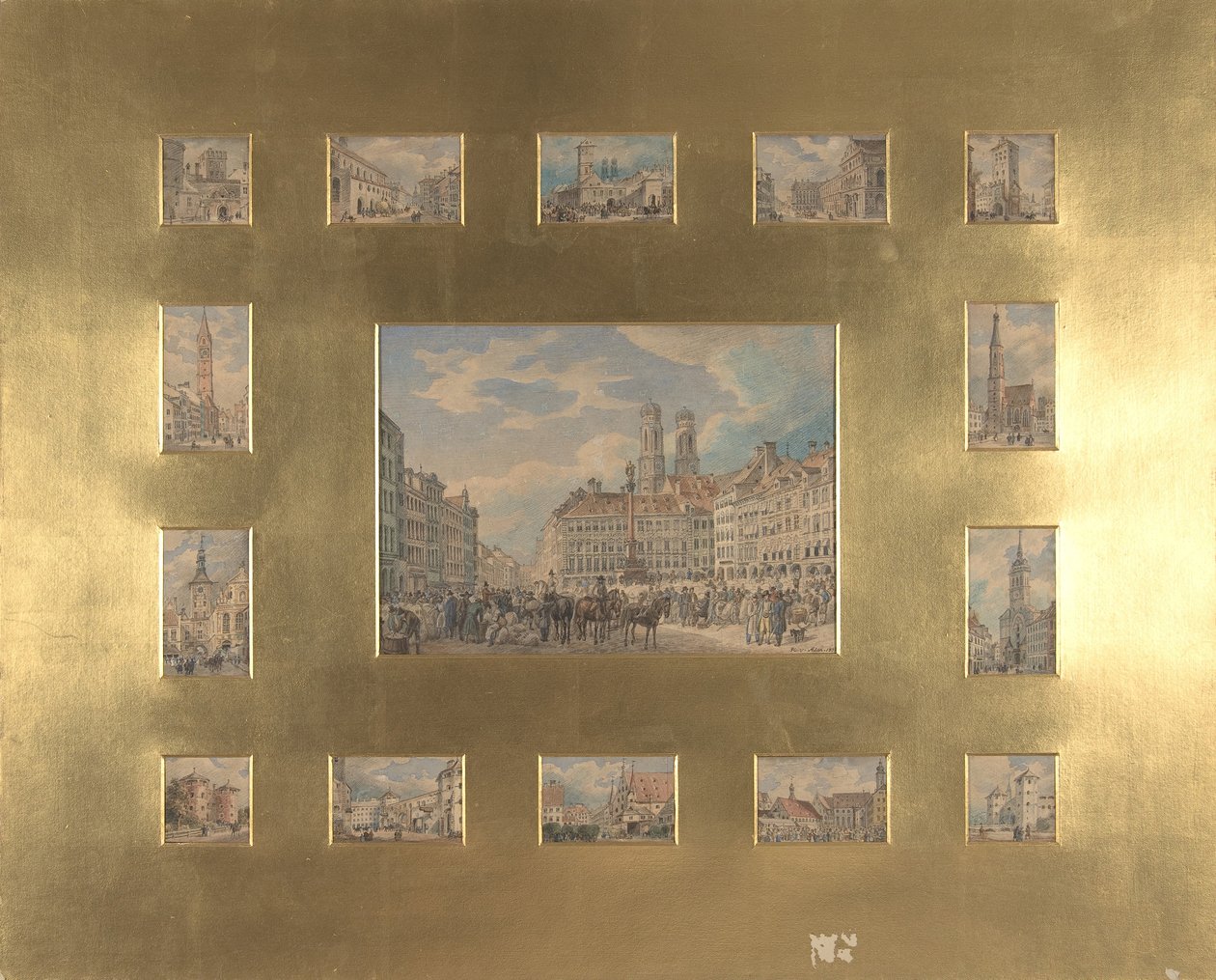 Femten arkitektoniske emner: Udsigt over München, 1835. af Heinrich Adam