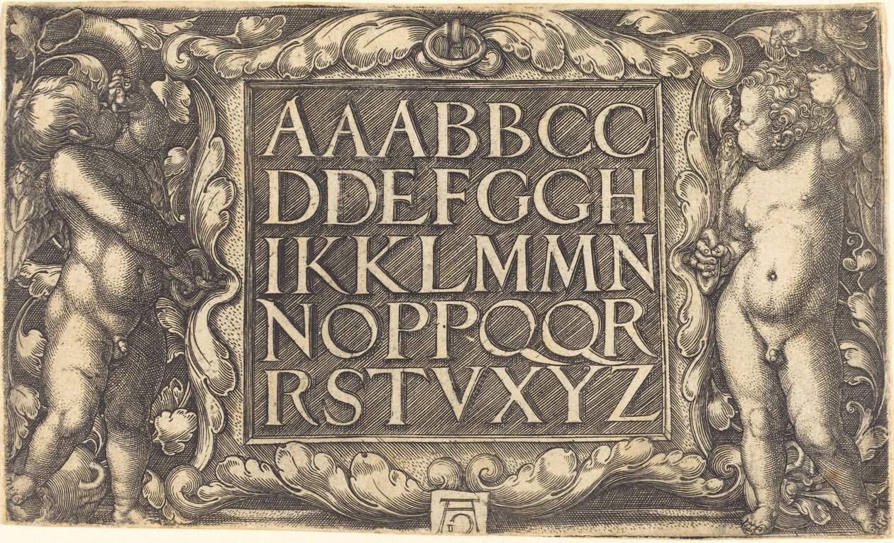 Alfabet, ca. 15251555. af Heinrich Aldegrever